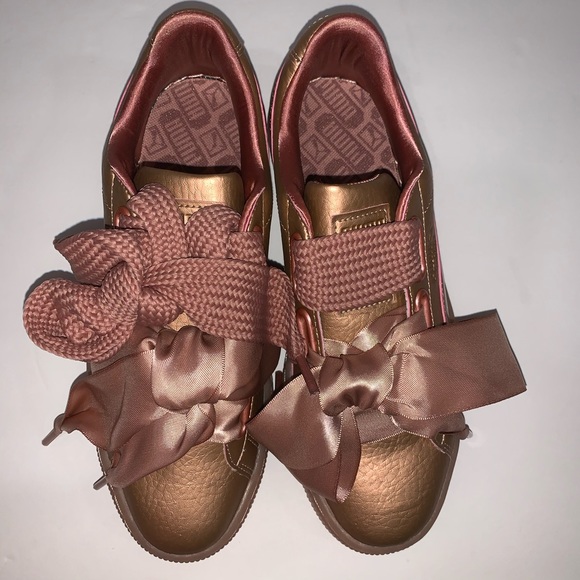 puma basket heart copper rose